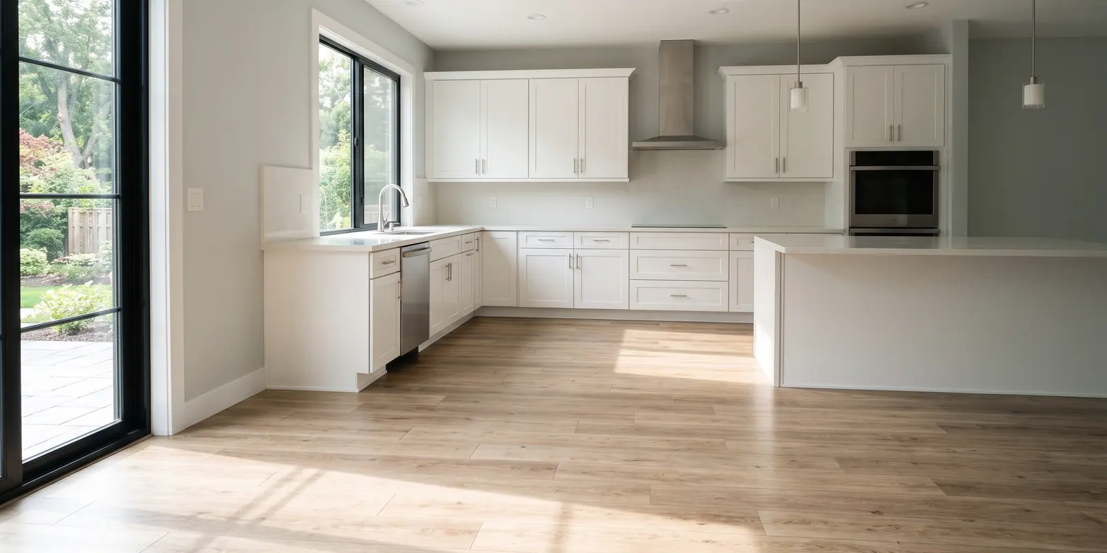 Wood-look luxury vinyl plank in a kitchen